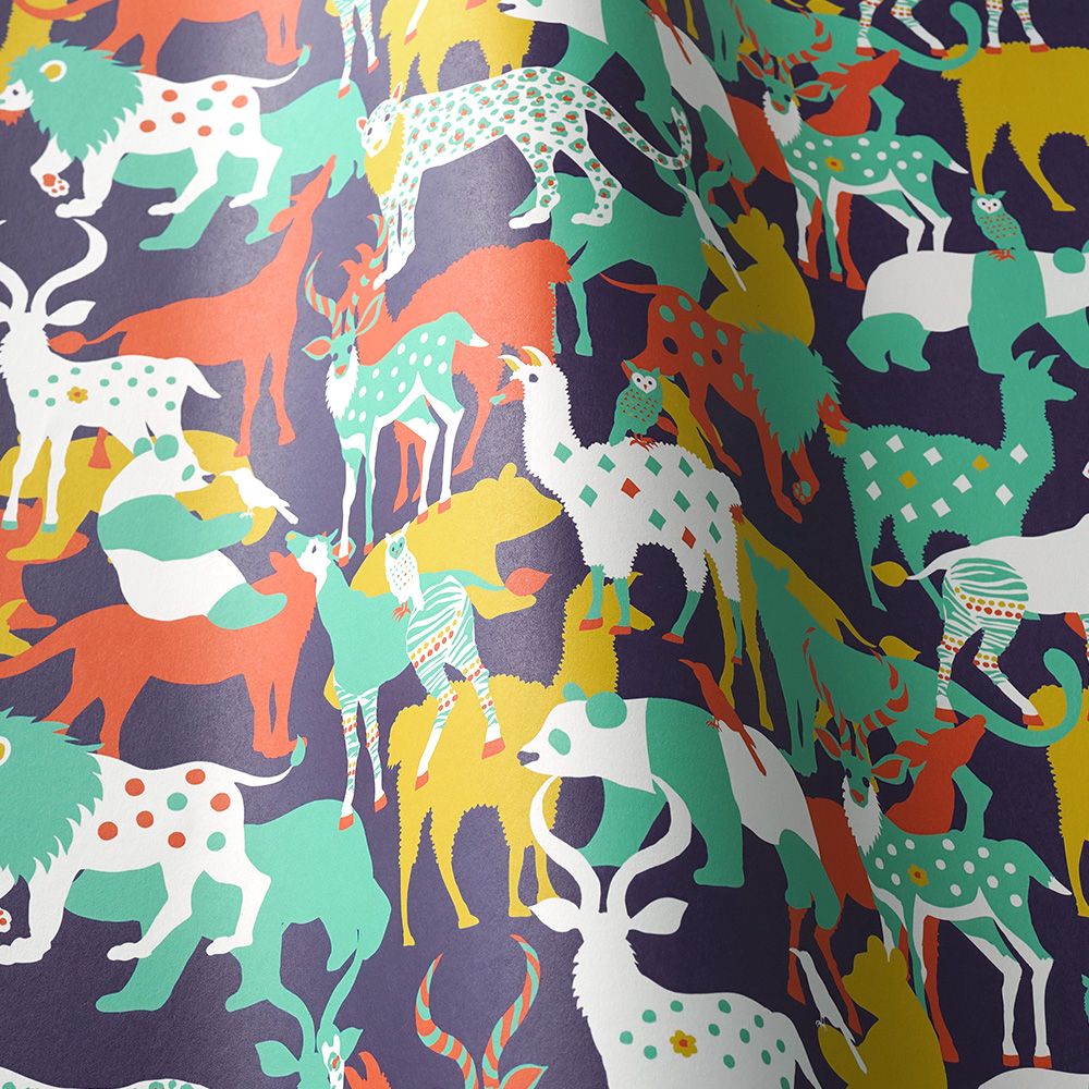 Peelable wallpaper, no-paste wallpaper, WALLTZ Kayo Horaguchi GOOD FRIENDS Navy NWZ-GFNV (49cm x 2.5m size)