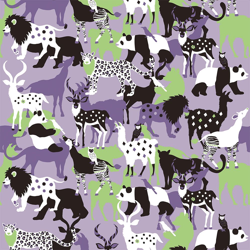Peelable wallpaper, no-paste wallpaper, WALLTZ Kayo Horaguchi GOOD FRIENDS Purple NWZ-GFPR (49cm x 2.5m size)