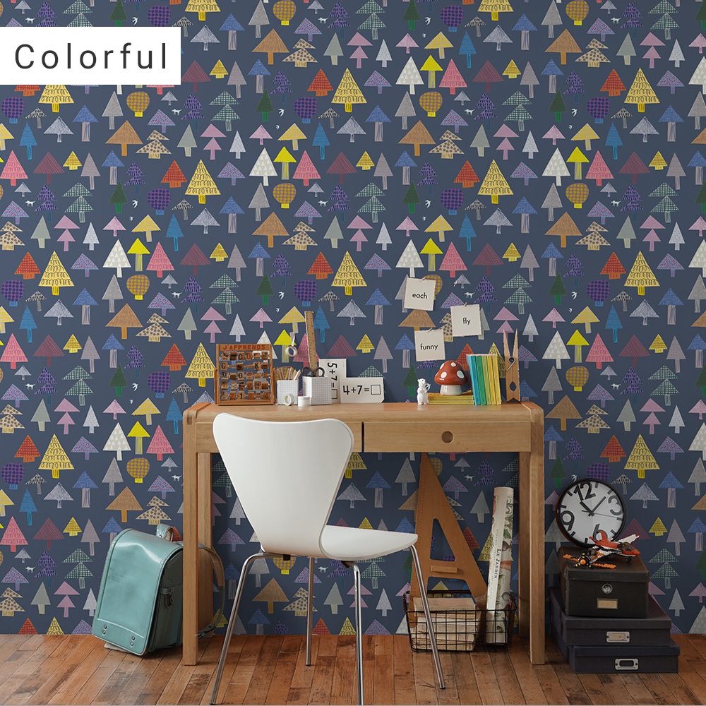 Peelable wallpaper, no-paste wallpaper WALLTZ Naoko Horiguchi mori Colorful NWZ-MRCO (49cm x 2.5m size)
