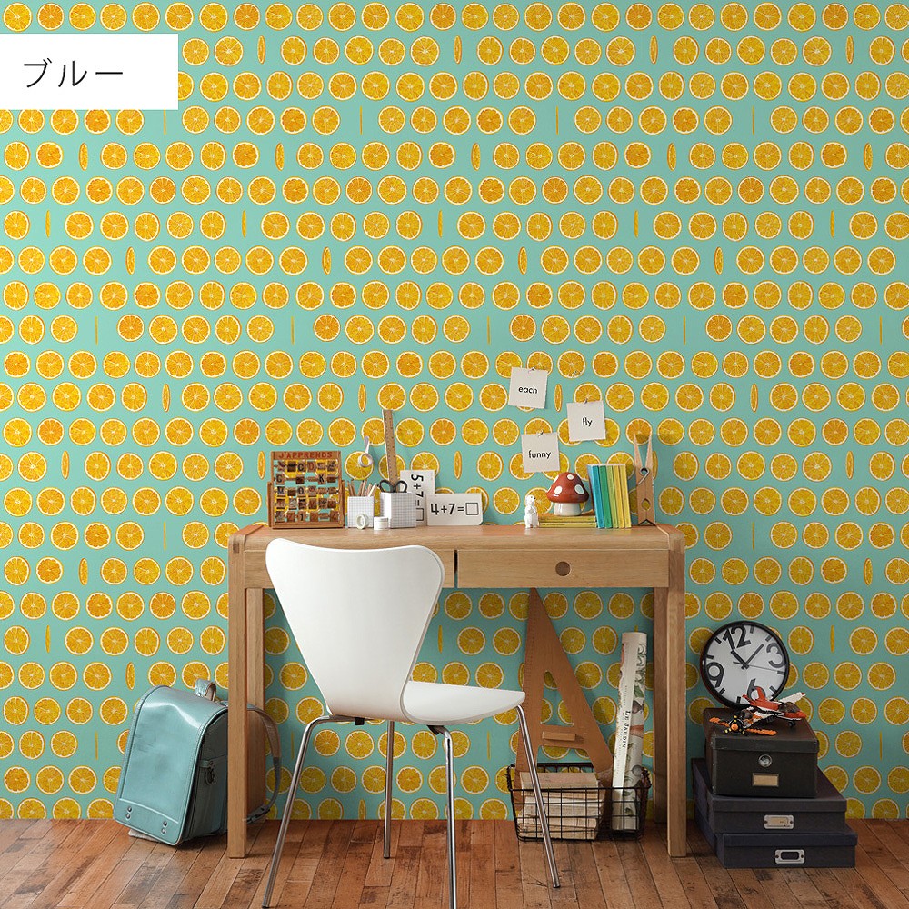 Peelable wallpaper, sticker type, WALLTZ Yusuke Iwatani Orangette, Blue, TWZ-OJBL (49cm x 2.5m size)