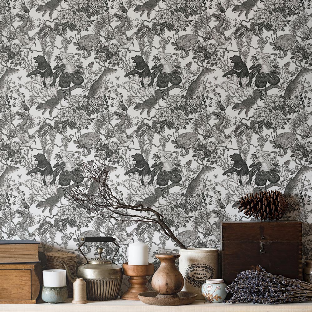 Removable Wallpaper Sticker Type WALLTZ Murayama Tomoaki Japanese forest Black TWZ-JFBK (49cm×2.5m size)