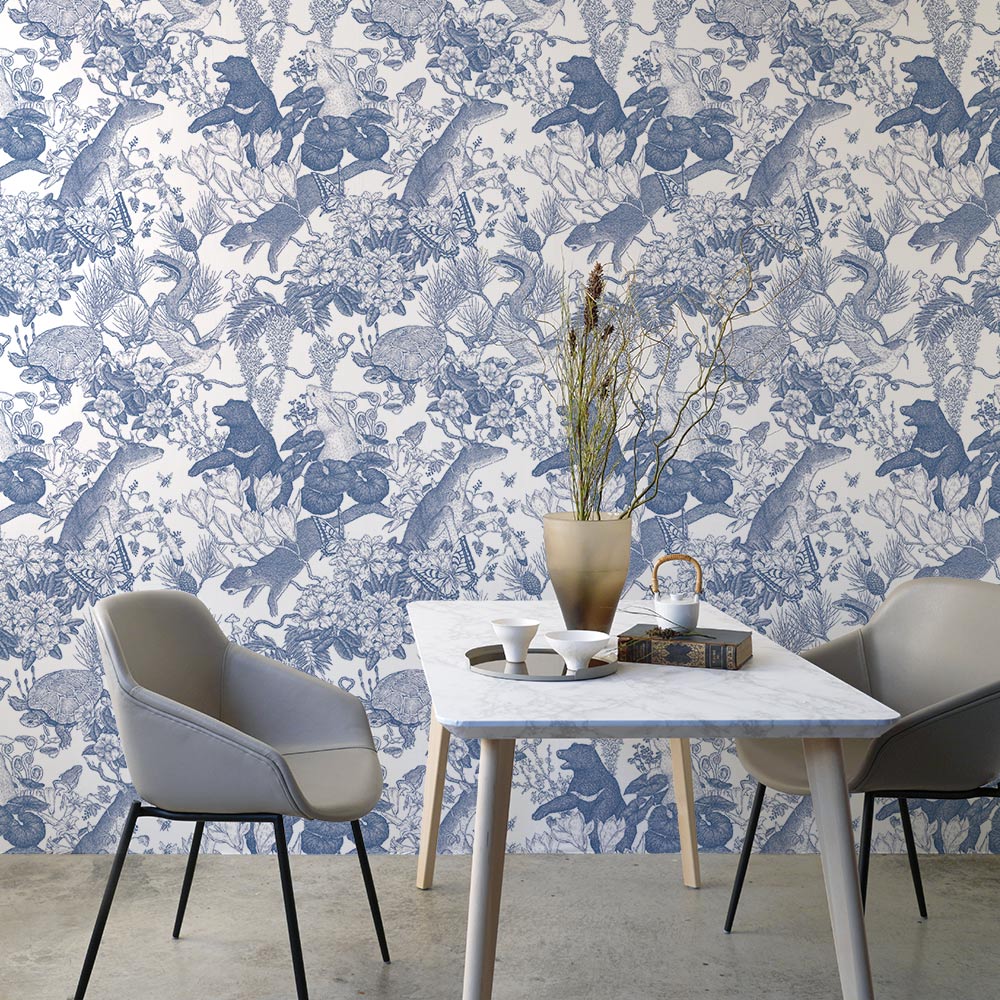 [Sample] Removable Wallpaper Sticker Type WALLTZ Tomoaki Murayama Japanese forest Double Blue TWZ-JFDBL