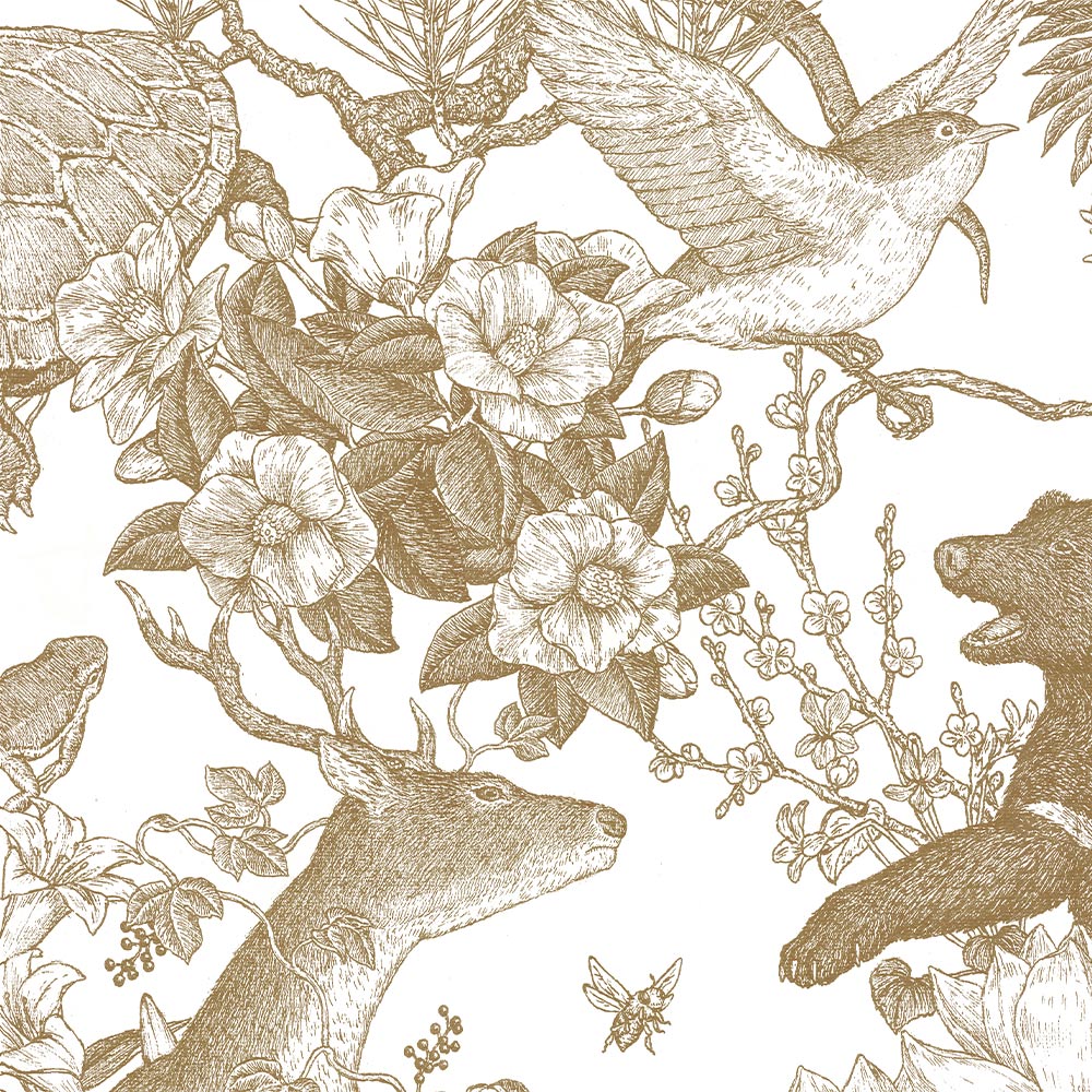Removable Wallpaper Non-adhesive Type WALLTZ Murayama Tomoaki Japanese Forest Double Brown NWZ-JFDBR (49cm×3.3m size)