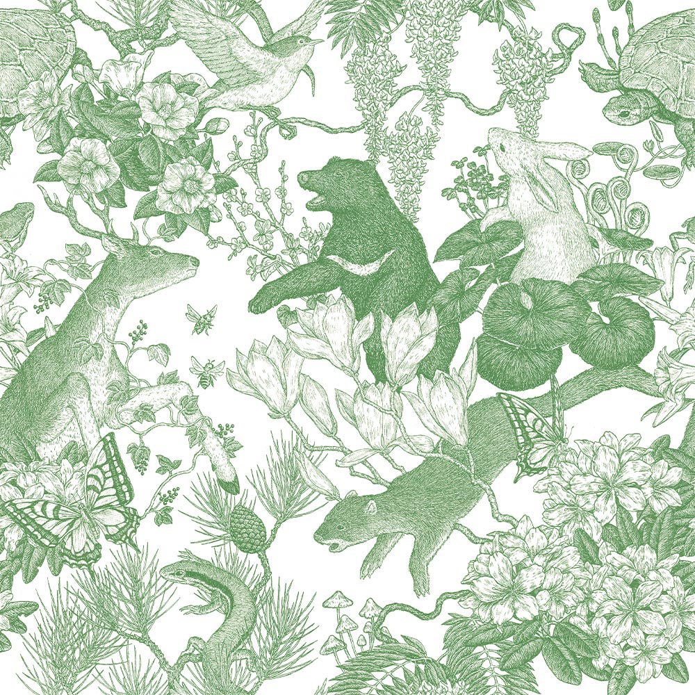 Peelable Wallpaper Non-adhesive Type WALLTZ Murayama Tomoaki Japanese forest Green NWZ-JFGR (49cm×3m size)