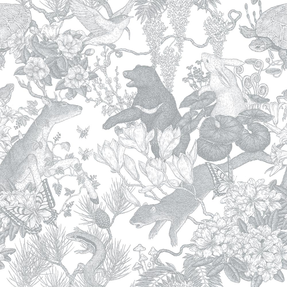 Peelable Wallpaper Non-adhesive Type WALLTZ Murayama Tomoaki Japanese Forest Gray NWZ-JFGY (49cm×3m size)