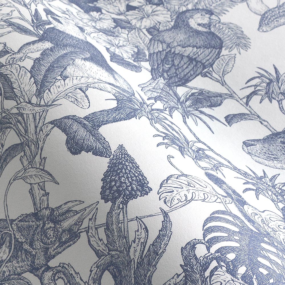 Removable Wallpaper Sticker Type WALLTZ Murayama Tomoaki Tropical Rainforest Blue TWZ-TFBL (49cm×2.5m size)