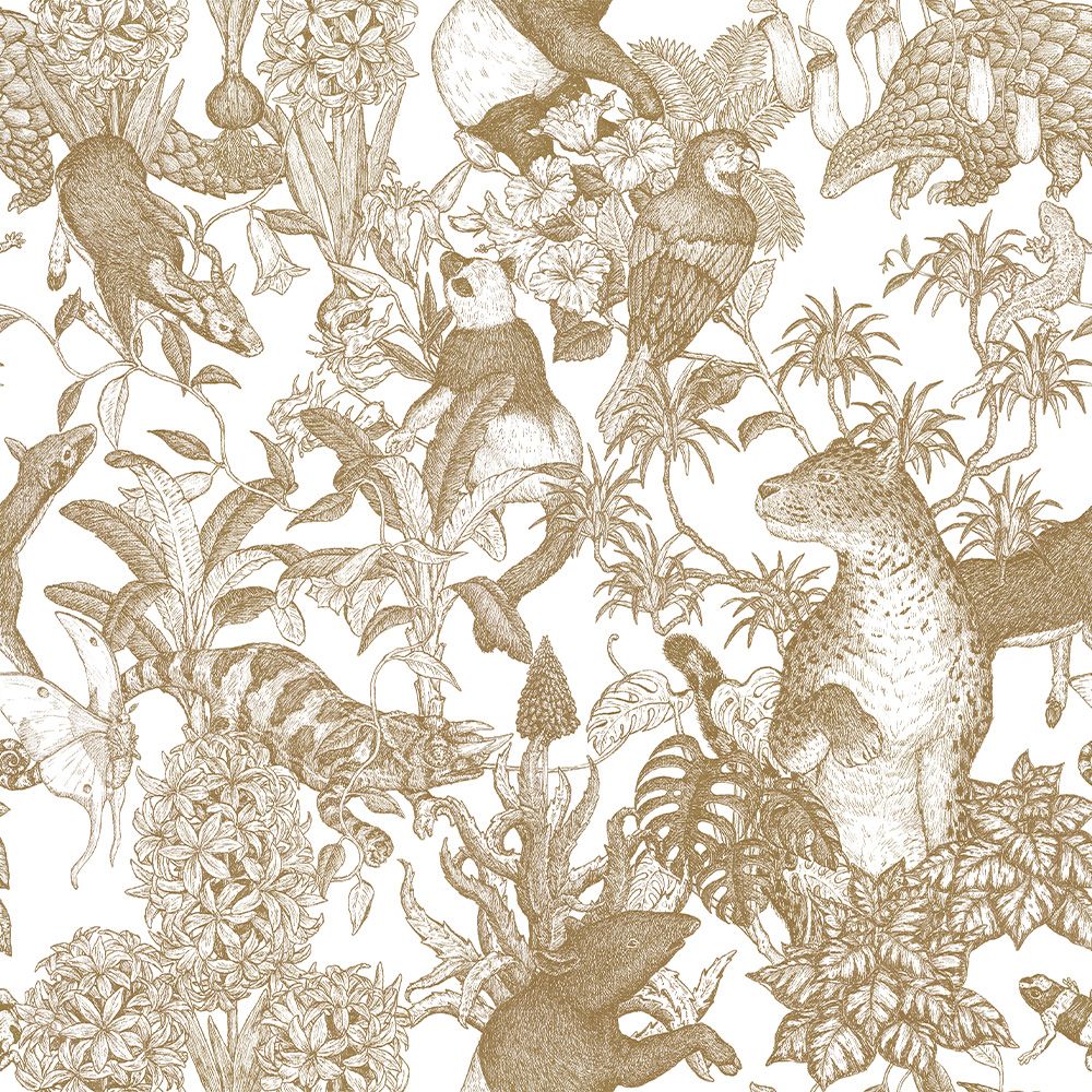 Removable Wallpaper Sticker Type WALLTZ Murayama Tomoaki Tropical Rainforest Brown TWZ-TFBR (49cm×2.5m size)