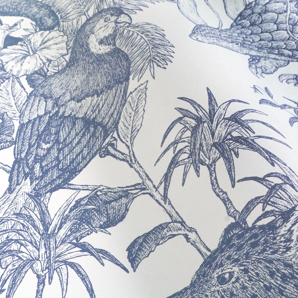 Peelable Wallpaper Non-adhesive Type WALLTZ Murayama Tomoaki Tropical Rainforest Double Blue NWZ-TFDBL (49cm×3m size)