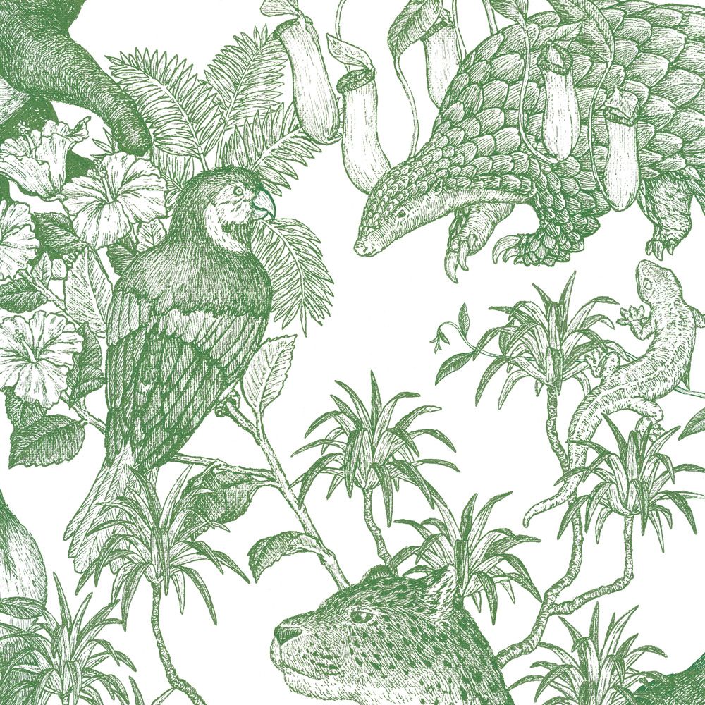 Removable Wallpaper Sticker Type WALLTZ Murayama Tomoaki Tropical Rainforest Double Green TWZ-TFDGR (49cm×3.3m size)