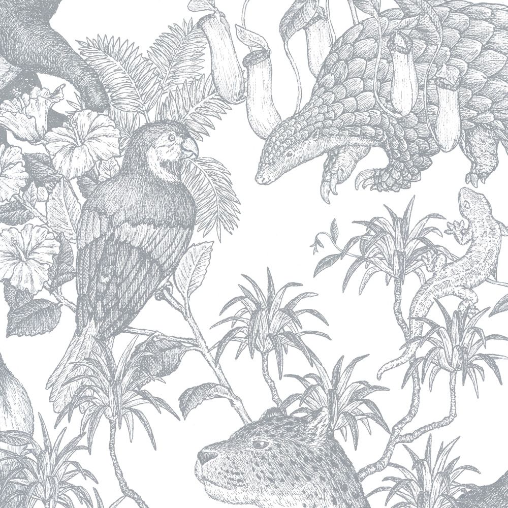 Removable Wallpaper Sticker Type WALLTZ Murayama Tomoaki Tropical Rainforest Double Gray TWZ-TFDGY (49cm×2.5m size)