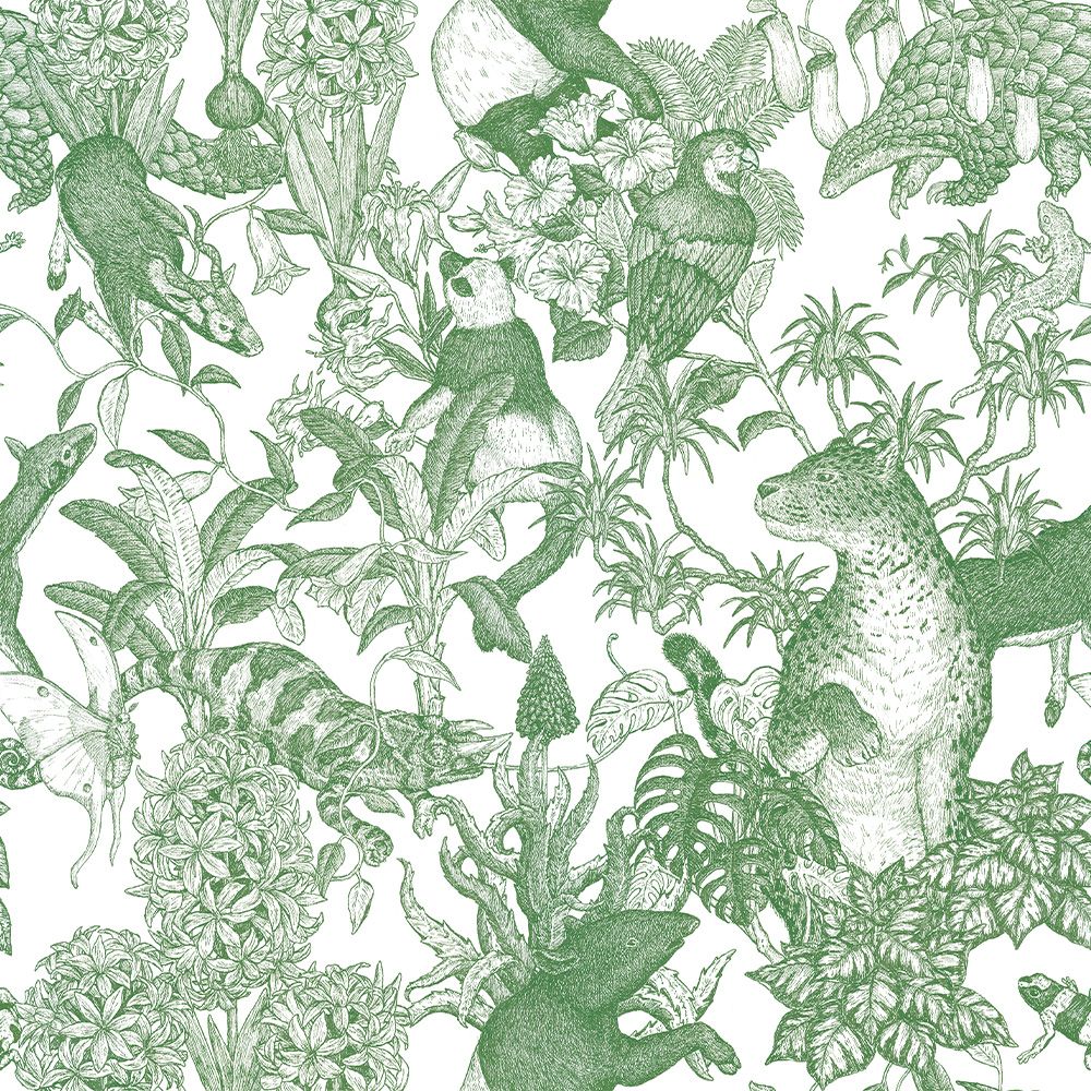 Removable Wallpaper Sticker Type WALLTZ Murayama Tomoaki Tropical Rainforest Green TWZ-TFGR (49cm×2.5m size)