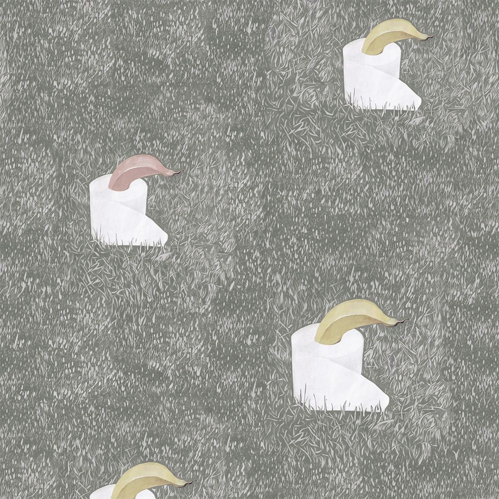Removable wallpaper Glue-free wallpaper WALLTZ SUMIFUDE banana meets toiletpaper NWZ-BNTP (49cm x 3.3m size)