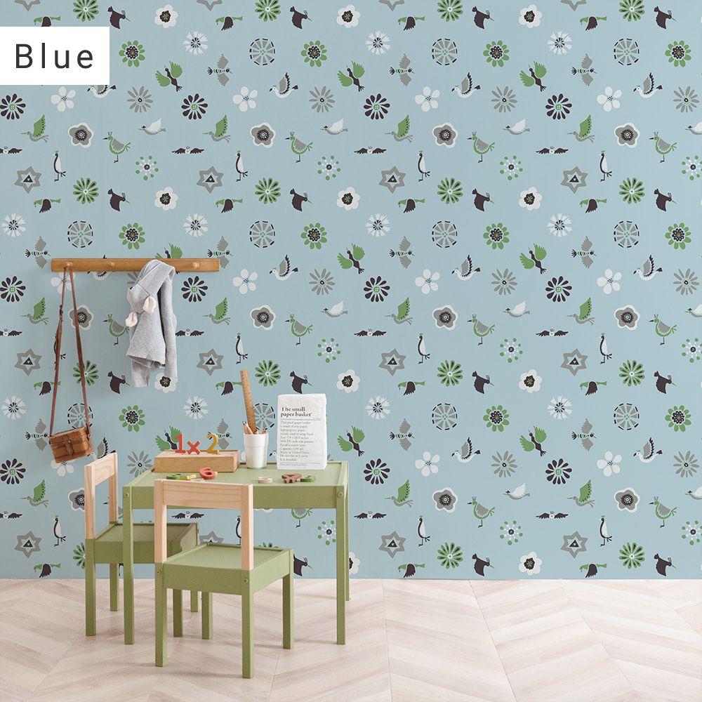 Peelable wallpaper, no-paste wallpaper WALLTZ Yoshiei Yoshida Flowers and Birds Blue NWZ-HTBL (49cm x 3m size)