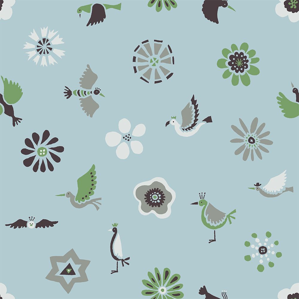 Peelable wallpaper, no-paste wallpaper, WALLTZ Yoshiei Yoshida Flowers and Birds Blue NWZ-HTBL (49cm x 2.7m size)