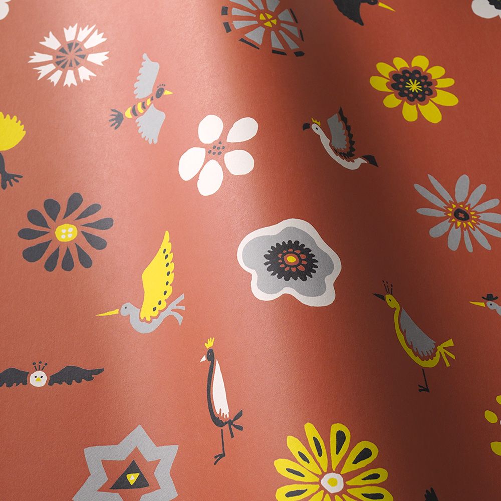 Peelable wallpaper, no-paste wallpaper, WALLTZ Yoshiei Yoshida Flowers and Birds Red NWZ-HTRD (49cm x 3m size)
