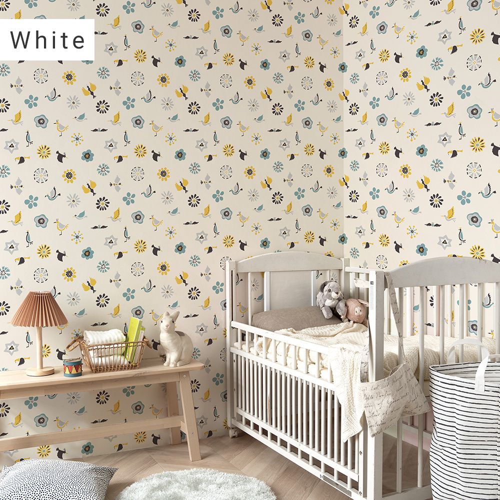 Peelable wallpaper, no-paste wallpaper, WALLTZ Yoshiei Yoshida Flowers and Birds White NWZ-HTWH (49cm x 2.7m size)