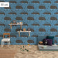 Peelable wallpaper, no-paste wallpaper, WALLTZ Yoshiei Yoshida and Hippo, Blue , NWZ-WKBL (49cm x 3.3m size)
