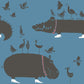 Peelable wallpaper, no-paste wallpaper, WALLTZ Yoshiei Yoshida and Hippo, Blue , NWZ-WKBL (49cm x 3.3m size)