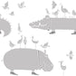 Peelable wallpaper, no-paste wallpaper, WALLTZ Yoshiei Yoshida and Hippopotamus, White , NWZ-WKWH (49cm x 2.5m size)