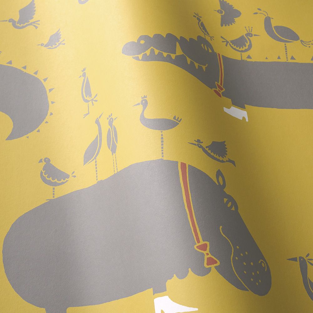 Peelable wallpaper, no-paste wallpaper, WALLTZ Yoshiei Yoshida and Hippo, Yellow , NWZ-WKYW (49cm x 2.7m size)